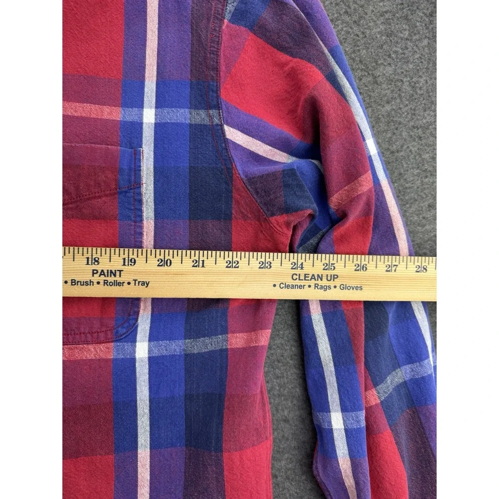 VTG 90s American‎ Eagle Men's Sz M Denim Button-Up Shirt Plaid Cotton Grunge Y2K